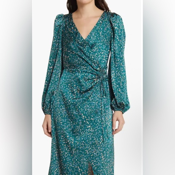 NWOT - ASTR The Label Turquoise Patterned Midi Dress - Picture 7 of 7